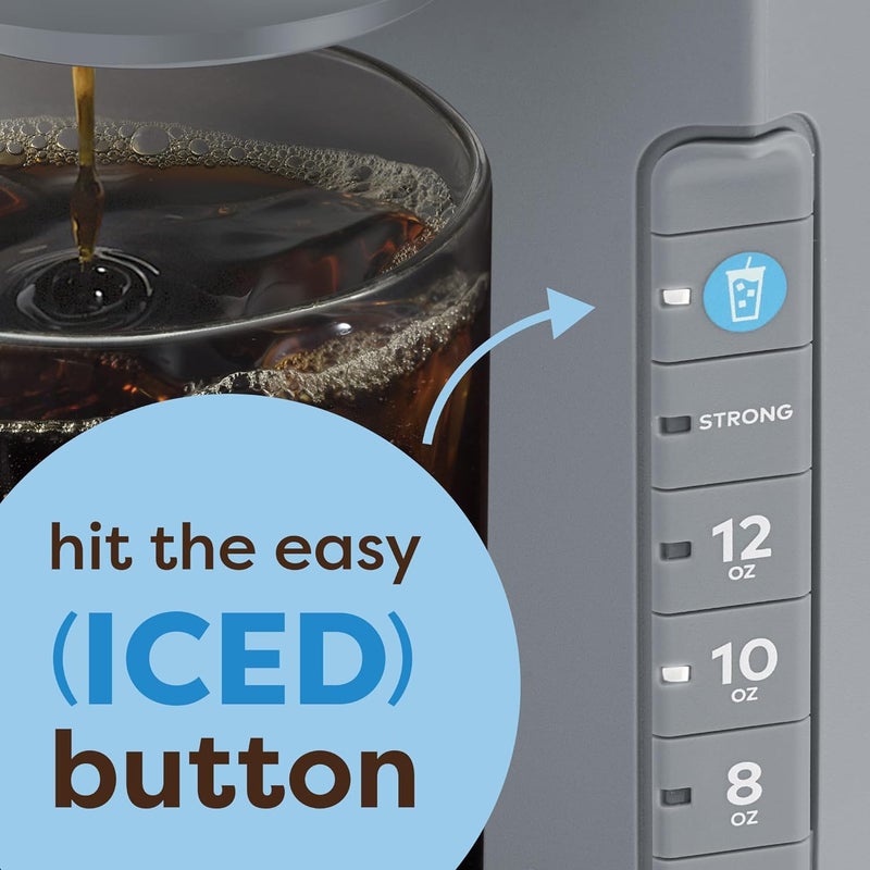 Keurig صانعة قهوة فردية K-Iced – زر التحضير فوق الثلج، تصميم مدمج، هدية مثالية لعشاق القهوة المثلجة، رمادي - Image 3